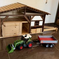 Holz Bauernhof mit Fendt Traktor und Anhänger gebraucht