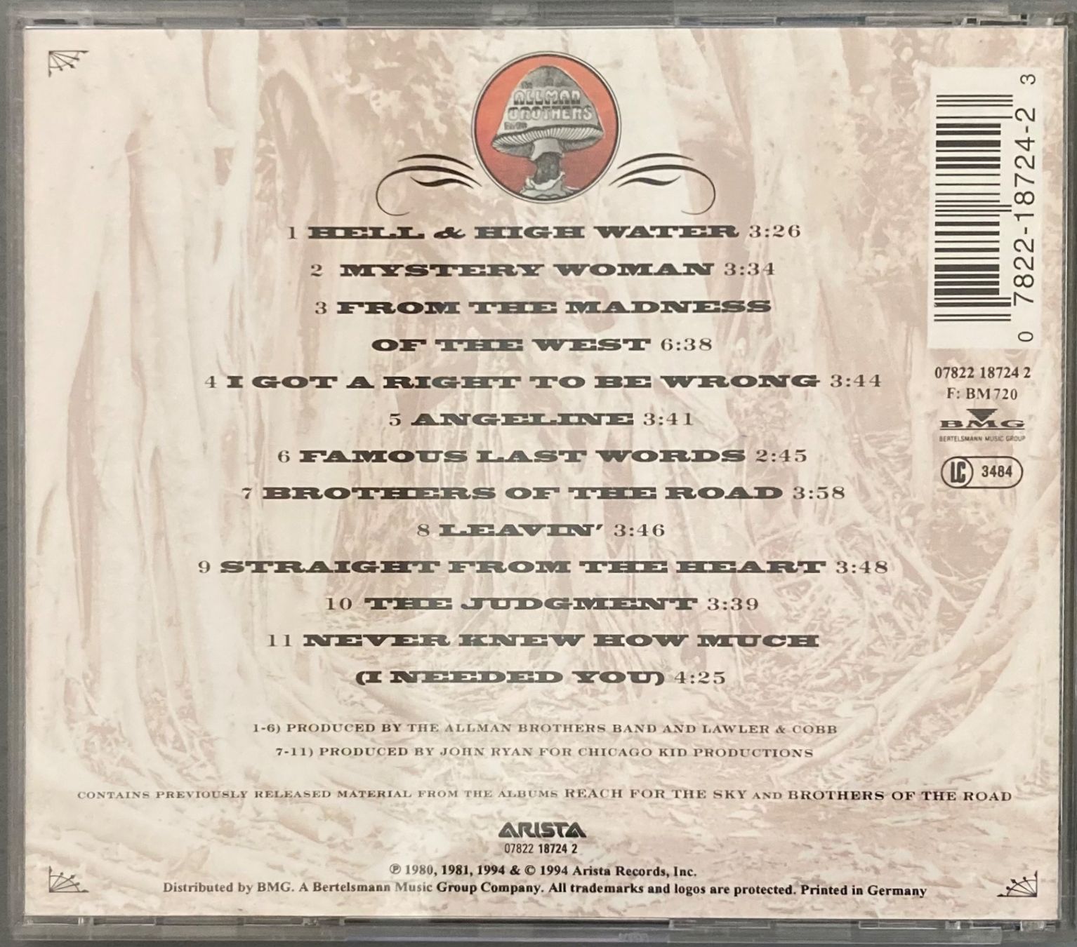 CDs: THE ALLMAN BROTHERS BAND - HELL & HIGH WATER – Gebraucht aus Poliez-Pittet von Newtown-Records 1