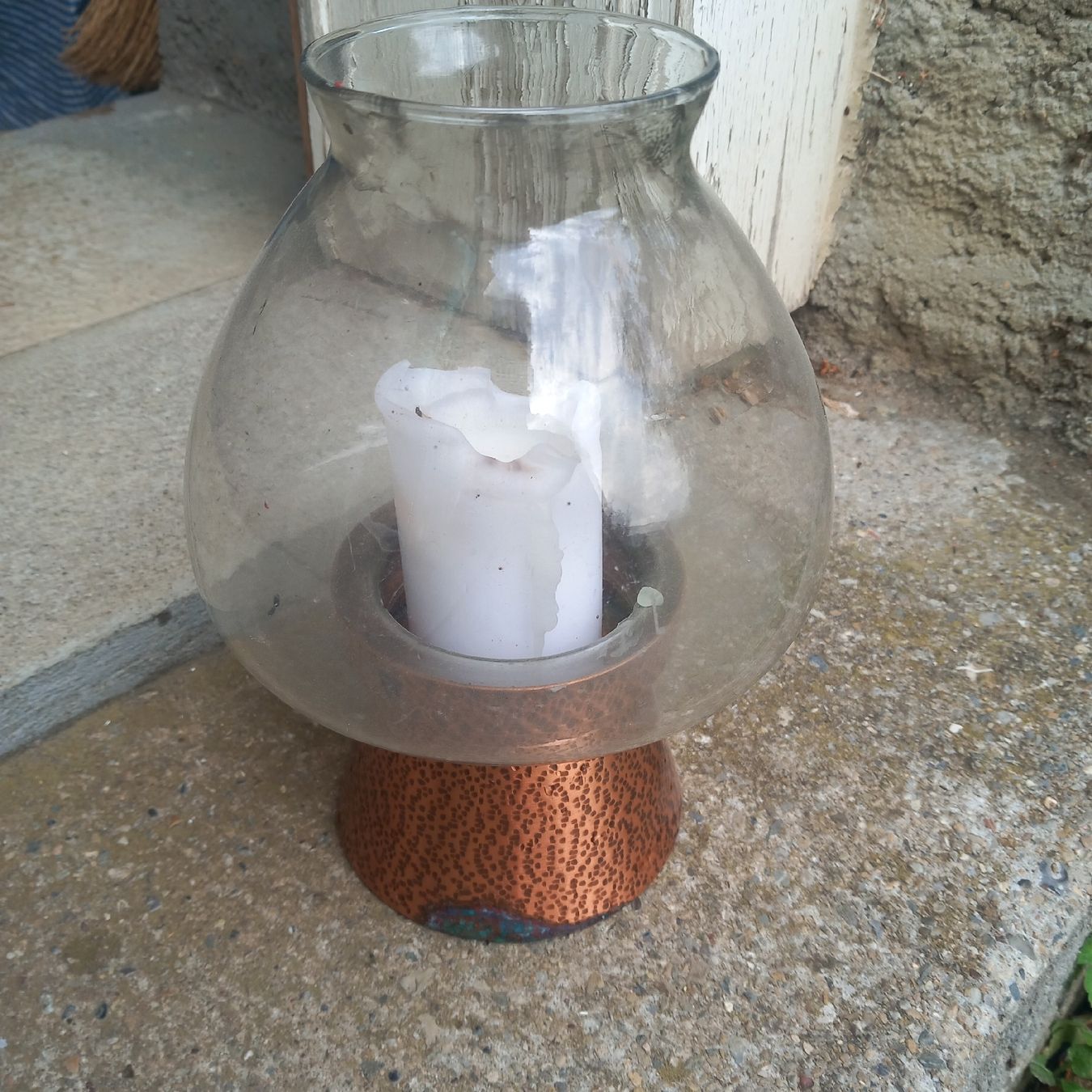 Kerzenständer: Windlicht Glas mit Kupferfuss – Gebraucht aus Ebnat-Kappel von blazzi 3