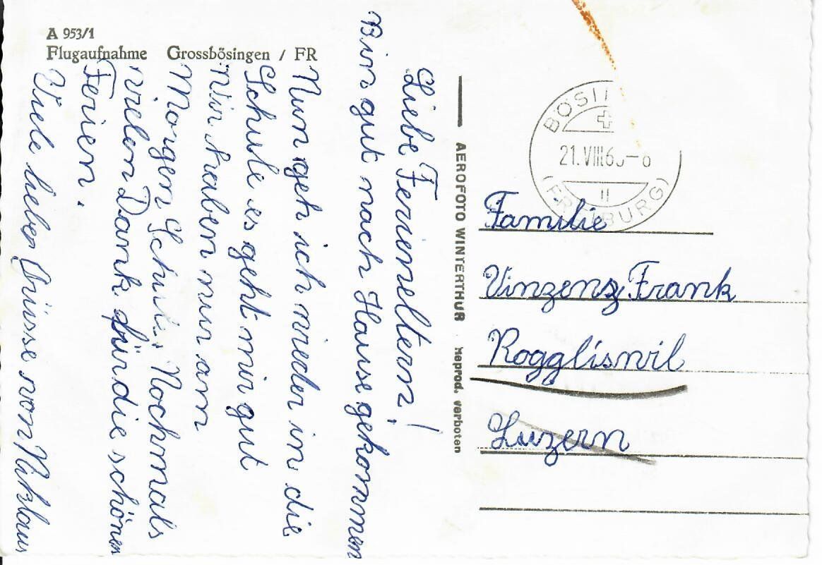 Cartoline postali: Flugaufnahme  Grossbösingen – Usato da Hochdorf venduto da Ziegel-16 1