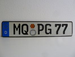 Nummernschild / Kfz-Kennzeichen Deutschland MQ PG 77 mit EU