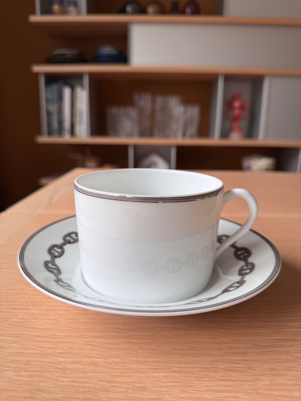 Tasse Hermès Authentique CHAINE D'ANCRE PLATINE 4134, Neuve Dans Sa Boîte, Couleur Blanche