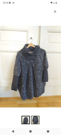 Warme Strickjacke / Wolljacke, Grau-Schwarz, Grösse M