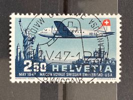 Schweiz 1947 Flugpost Swissair NY DC-4 1.Tag Vollstempel