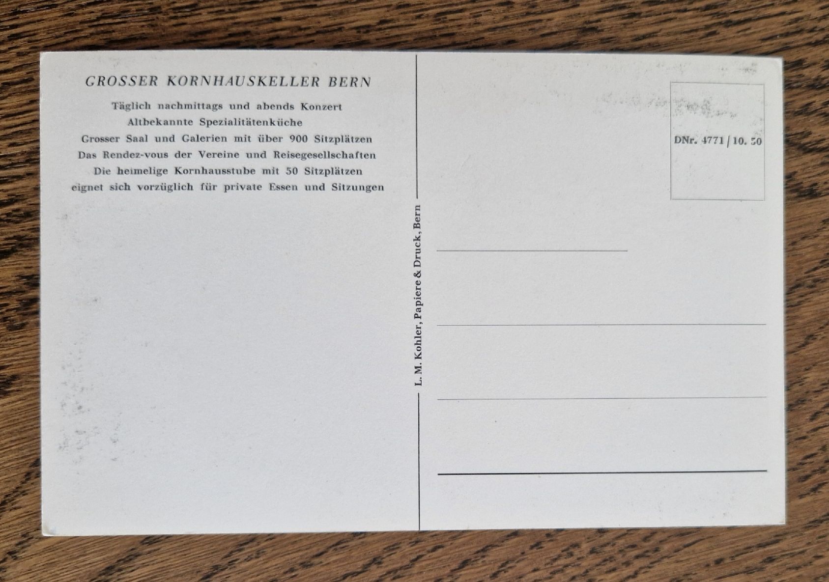 Cartoline postali: Gemütliche Ecke im Kornhauskeller, Bern – Usato da Ebikon venduto da Donar50 1