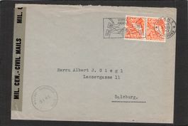 Zensur: Bern - Salzburg , SBK Nr.204 im Paar, 5.Vlll.1947