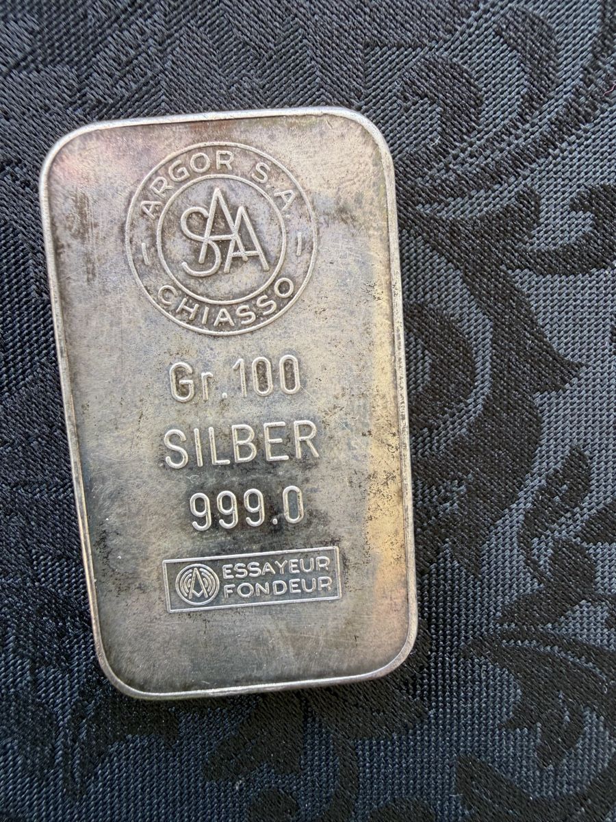 Metalli preziosi: 100 Gr. Silberbarren Argor SA Chiasso – Usato da Zug venduto da specki5 1