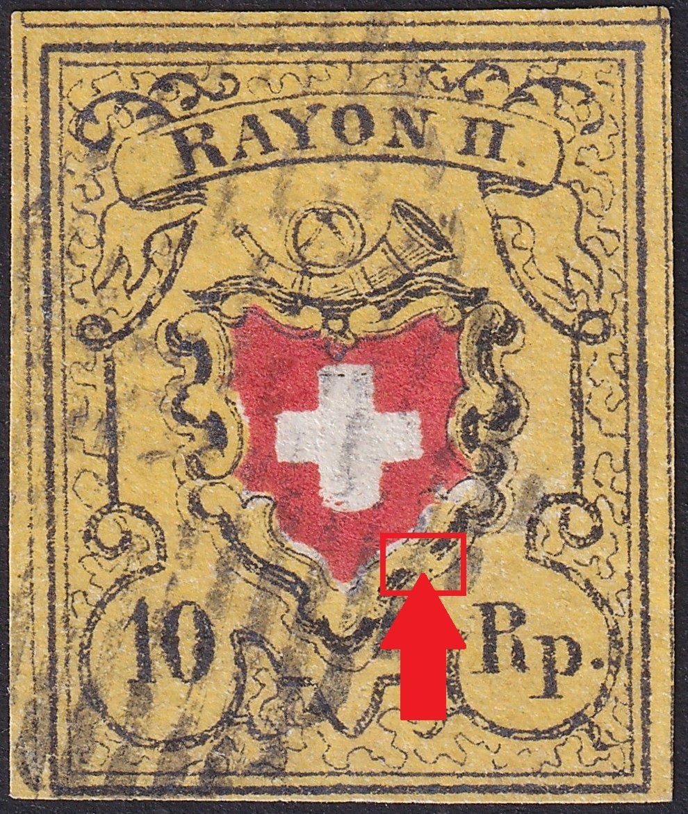 Alle Briefmarken: T.9 B-LO, mit markantem Plattenfehler, fehlerfreie Rayon. – Gebraucht aus Sursee von Luzernerraute