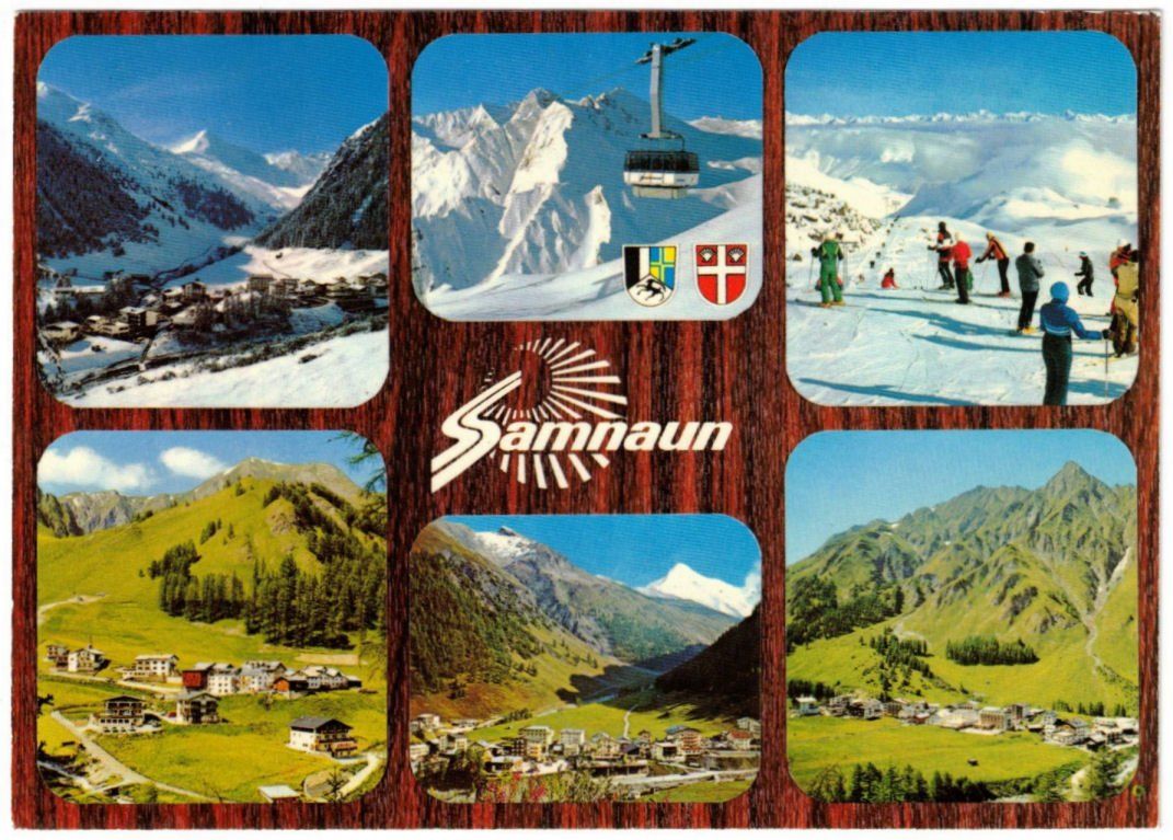 Cartoline postali: Samnaun - 6 Bild AK – Usato da Binningen venduto da Mountainrider