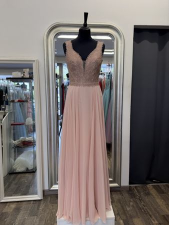 Abendkleid Rosa Perlen Mieder Flowy Rock Größe 36