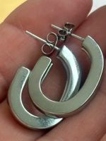 Luxus Elegante Creolen Edelstahl Ohrstecker Farbe Silber