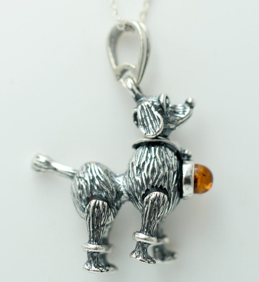 Rimorchi: Silber Bernstein Hund 925 Silber plastisch und beweglich – Nuovo e nell'imballaggio originale da Heiligkreuzsteinach venduto da schmucktime