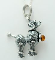 Silber Bernstein Hund 925 Silber plastisch und beweglich