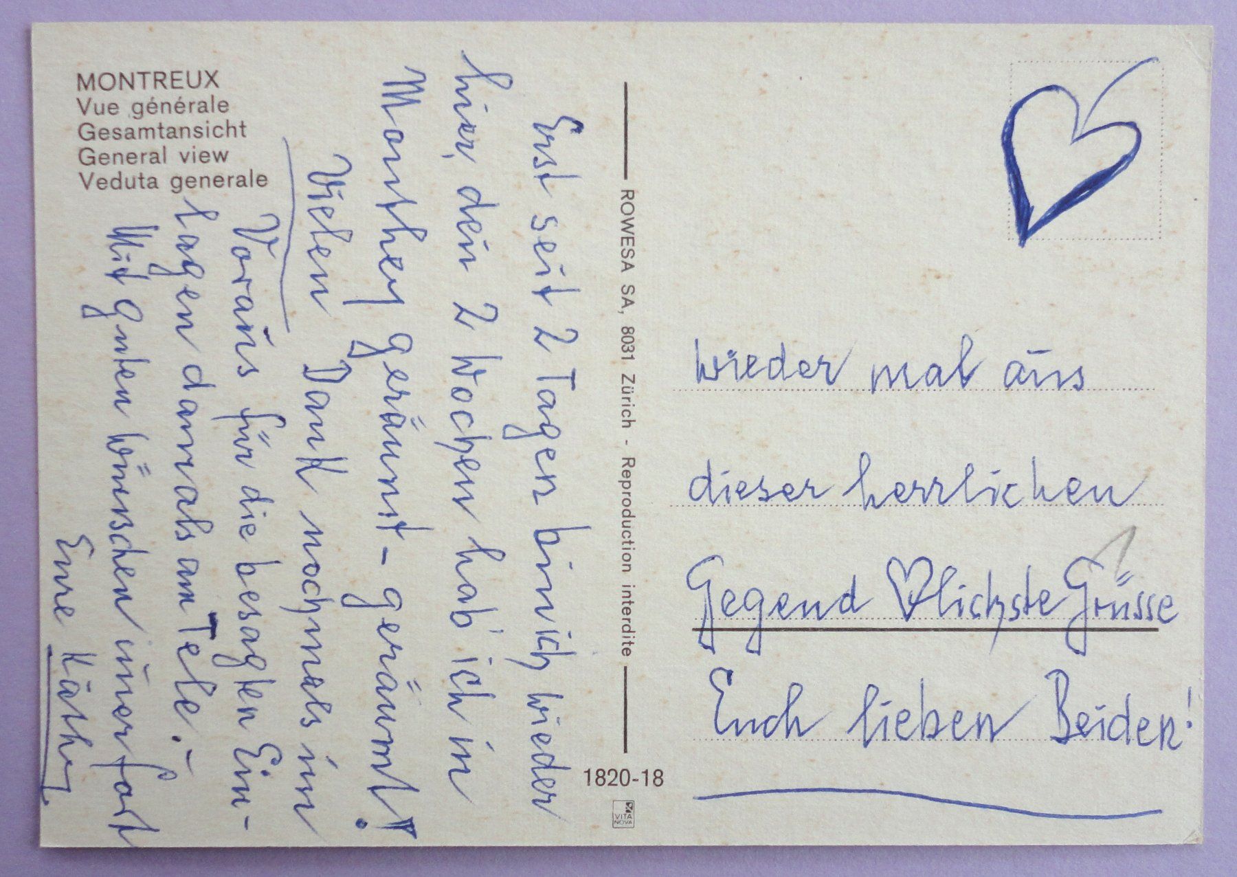 Cartoline postali: Montreux - Vue générale – Usato da Fétigny venduto da Billy2miny 1