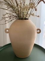 Grosse bauchige Vase Keramik hell beige gelb
