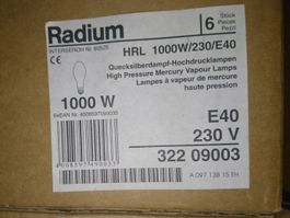 6 Stück HRL HQL Lampen 1000 Watt / 230 V / E40. OVP: 1170.-