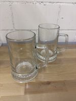 2 Klassische Bierkrüge aus Glas, ca 500-600 cl, gebraucht