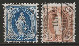 1907/08 : Steh. Helvetia Nr. 95B + 100B : KP 155.--