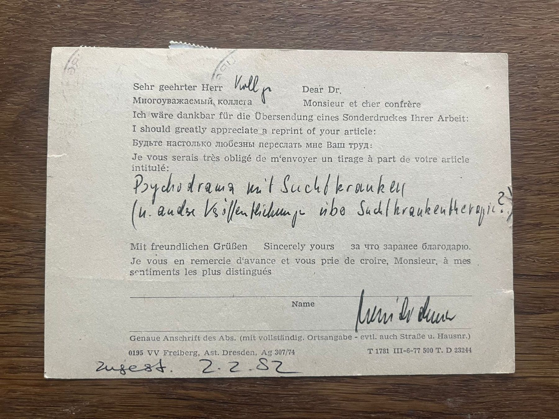 Tous les timbres: Alte Ansichtskarte DDR 1982 – D'occasion à Schlieren par mki_xfh9 2