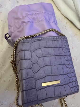 Petit sac à main lilas aspect croco état neuf 16x11cm