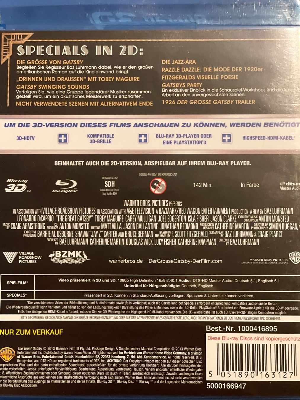 Alle DVDs: Der grosse Gatsby  3D  (2013) – Neu (gemäss Beschreibung) aus Waldenburg von Gonzo8 1