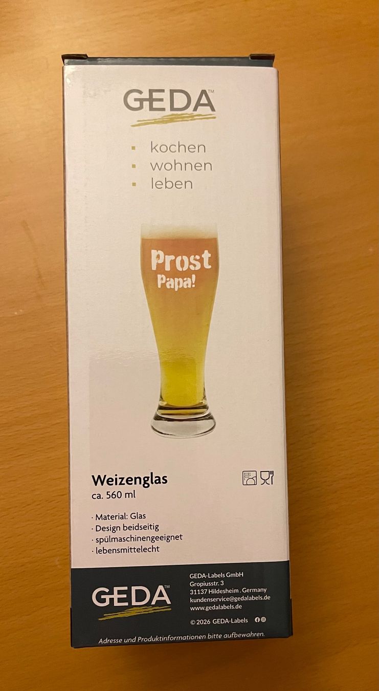 Gläser: Weizenbierglas Prost Papa 560ml 21cm – Neu und originalverpackt aus Basel von Seifehuesli 3