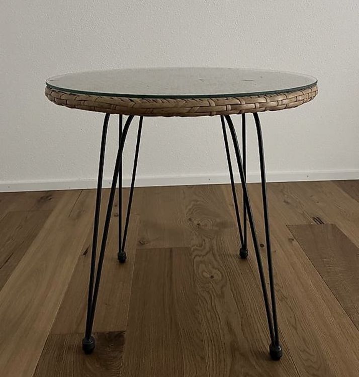 Rattan kleiner Gartentisch mit Glasplatte Kaufen auf Ricardo