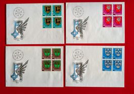 PRO JUVENTUTE SATZ 265 - 268 WAPPEN VIERERBLOCK FDC 1978