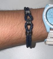 Herrenarmband aus blauem Leder mit Edelstahl-Details