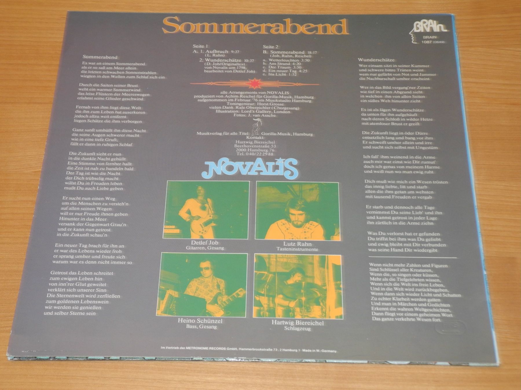Dischi in vinile: NOVALIS: SOMMERABEND - BRAIN – Nuovo (secondo la descrizione) da Fahrwangen venduto da Swirl2 1