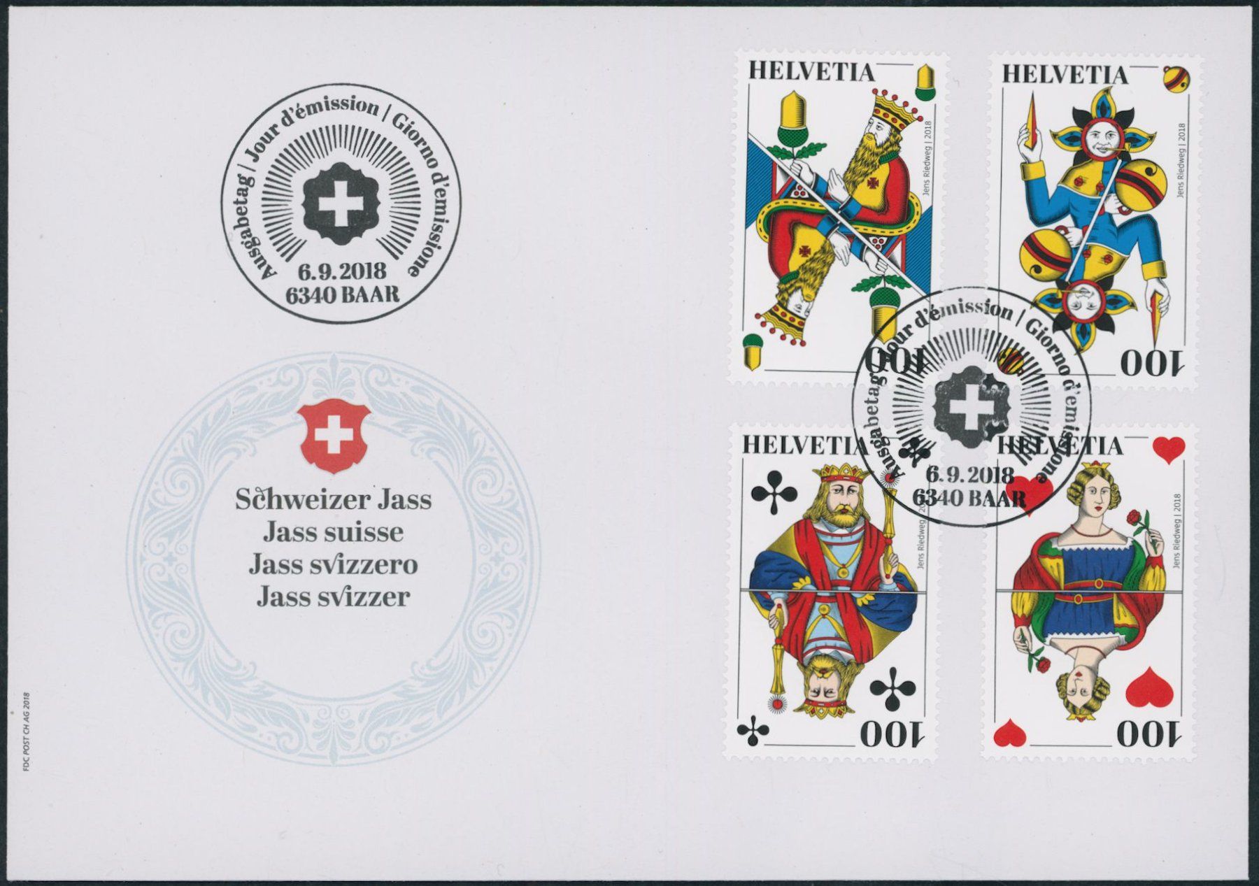 Tutti i francobolli: 2018 - Jass - Ersttagsbrief FDC ET – Usato da Schindellegi venduto da leecollect