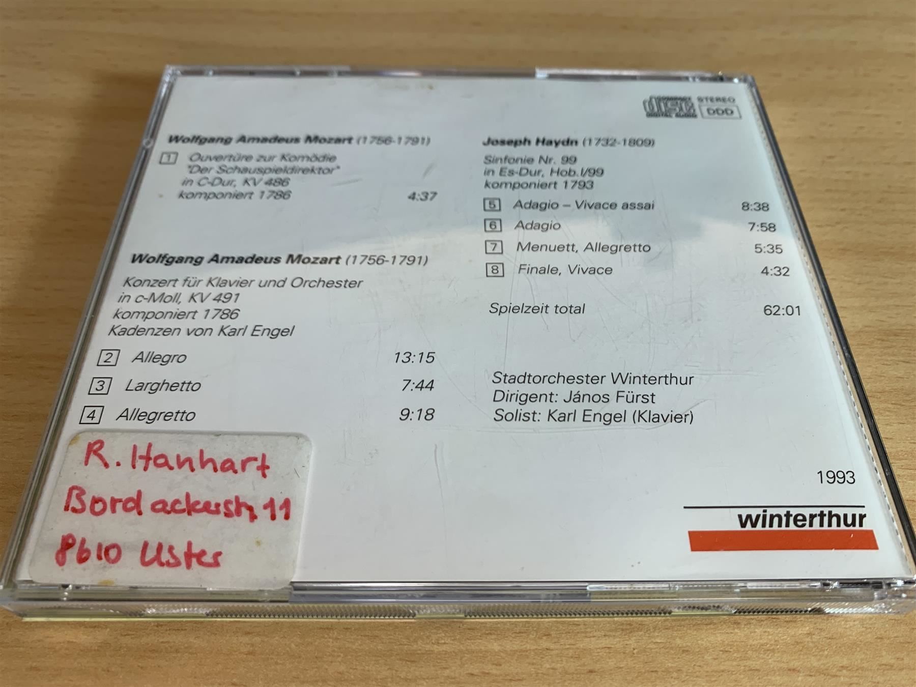 CD: Mozart - Hayden - Winterthur – Usato da Rikon im Tösstal venduto da Alpenmutz 1