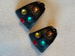 Vintage Ohrclips mit farbigen Glas Steine