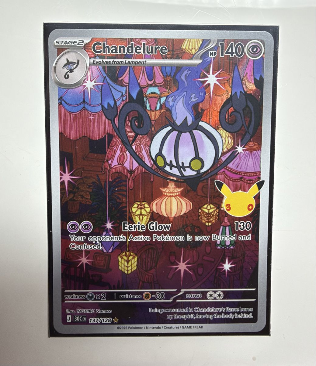 Pokémon Carte collezionabili: Pokémon 30th Chandelure 137/128 – Nuovo (secondo la descrizione) da Versoix venduto da nicomrn_