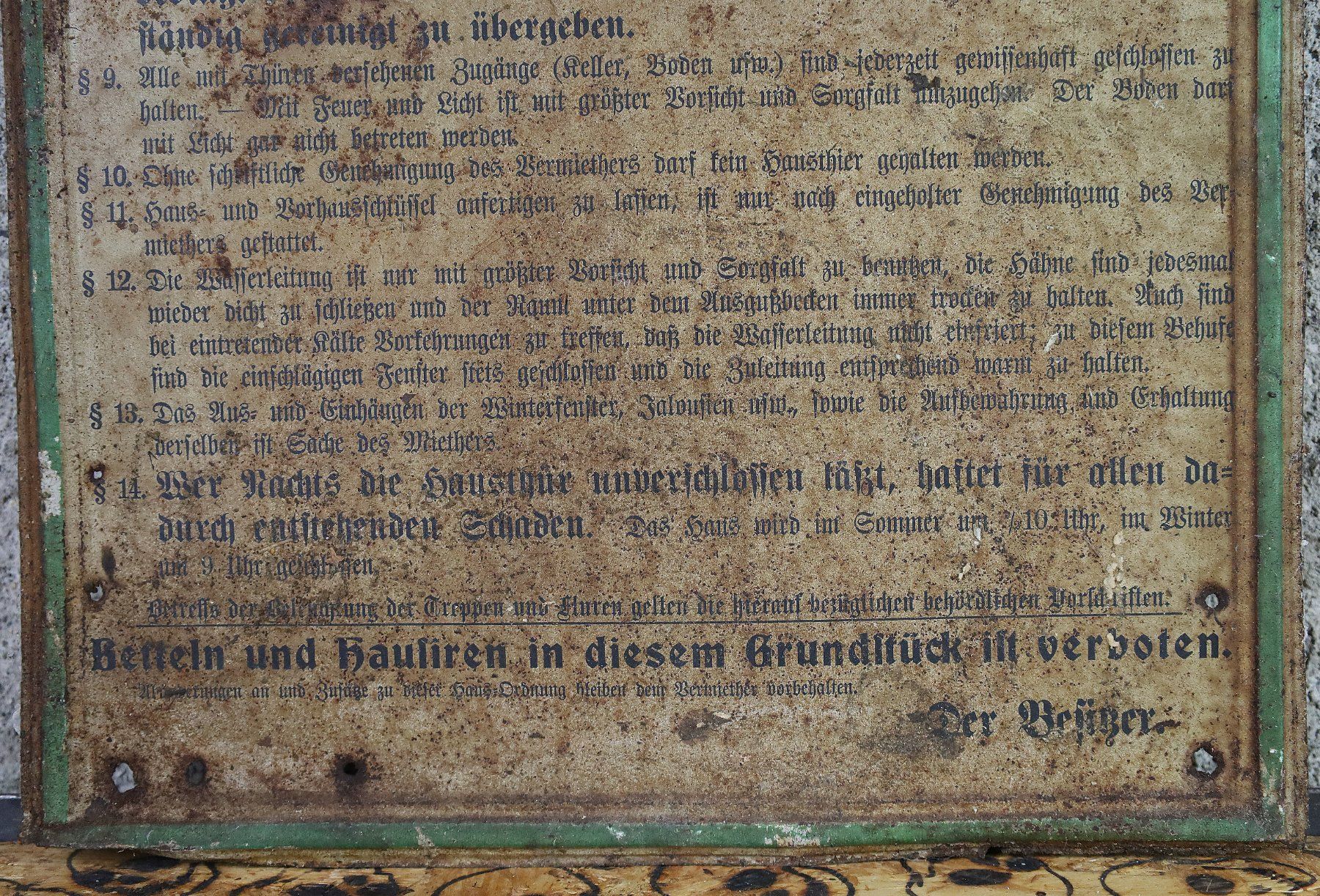 Insegne: grosses Blechschild Hausordnung – Usato da Birrwil venduto da brandschatz_birrwil 4