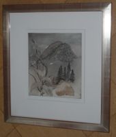 Walter Dick (*1950) Farblithografie 1982, Ort ev. Aubrig n.B