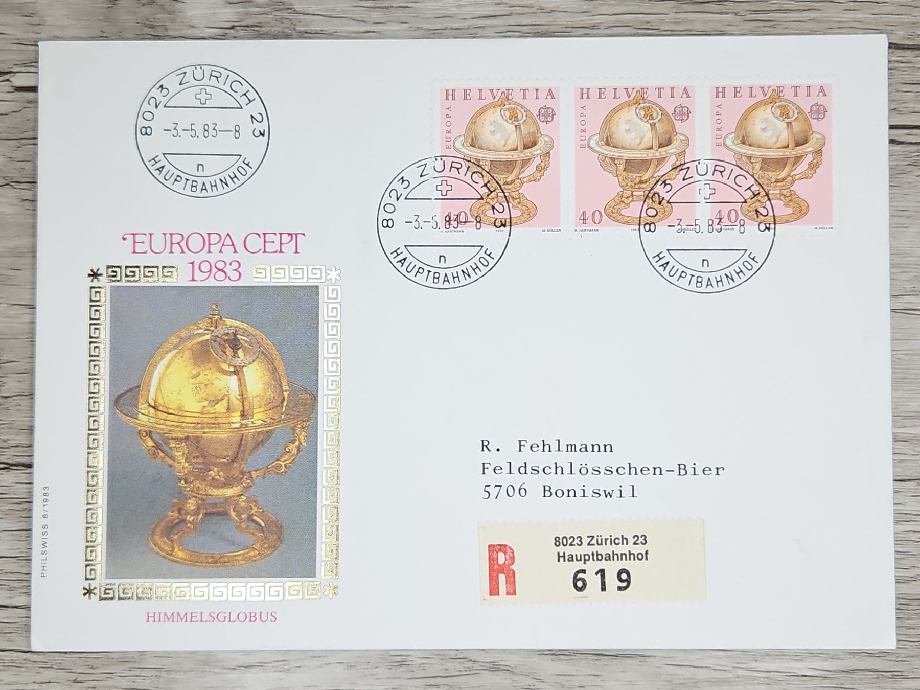 Tutti i francobolli: CL01 Enveloppe + Timbre Suisse 1983 – Usato da Cousset venduto da Patrick_Collections