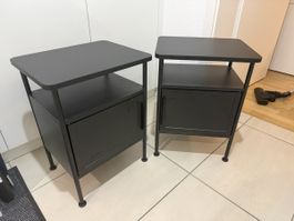 2 Nachtkästchen schwarz Metall mit Stauraum, Zustand wie neu