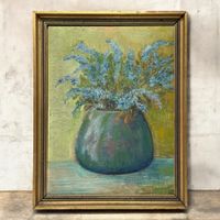 Peinture ancienne nature morte huile sur carton signée HR