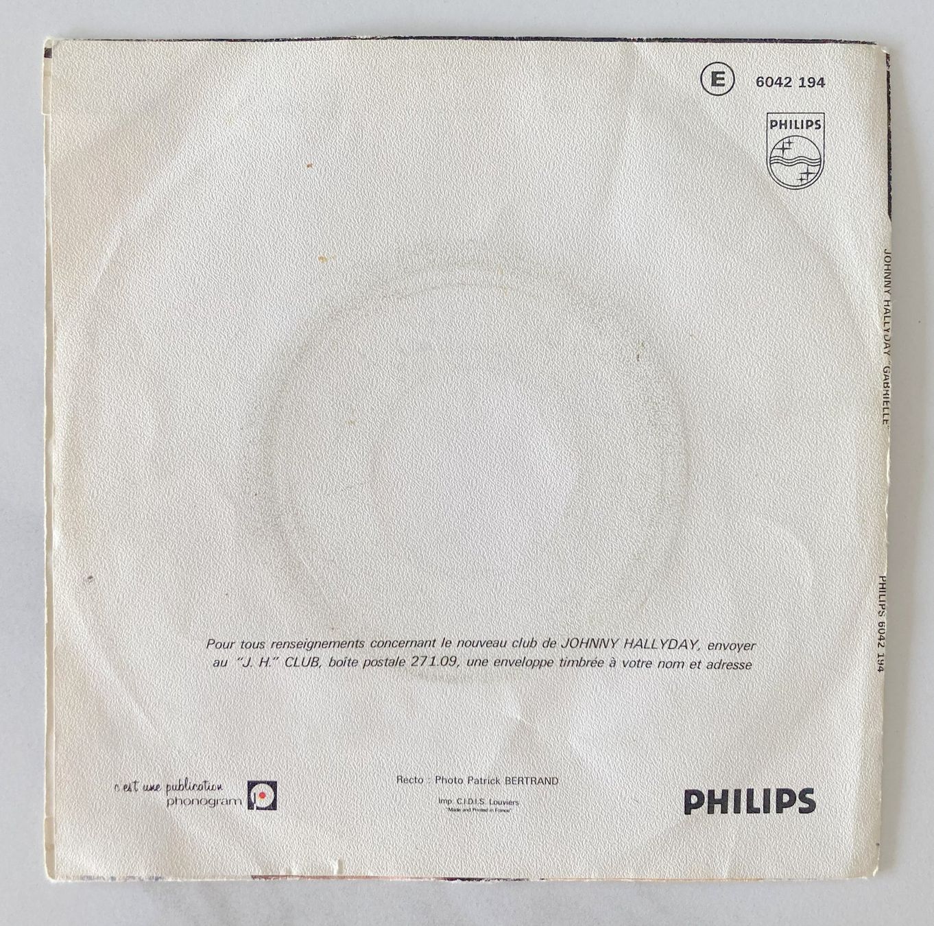 Vinyles: JOHNNY HALLYDAY - GABRIELLE – D'occasion à Bottens par hotter-than-hell 1