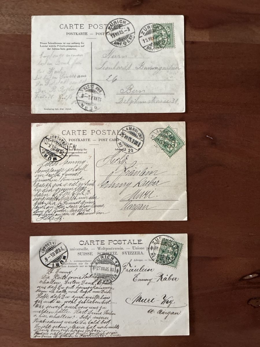 Ansichtskarten: 3 Ansichtskarten Eidg Sängerfest Zürich 1905 – Gebraucht aus Oftringen von Cla.vD.74 1