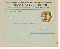 Brief, J.Moser Bildhauer Luzern 1913
