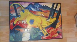 Franz Marc - Der gelbe Stier, Kunstdruck mit Rahmen