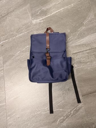 Rucksack blau, braune Details, H40xB30 cm, guter Zust