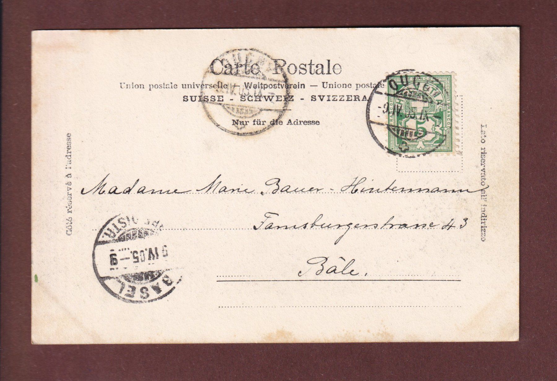 Ansichtskarten: LAUSANNE - Ouchy - Villa Schmidt - 1905 – Gebraucht aus Pully von nicecards 1