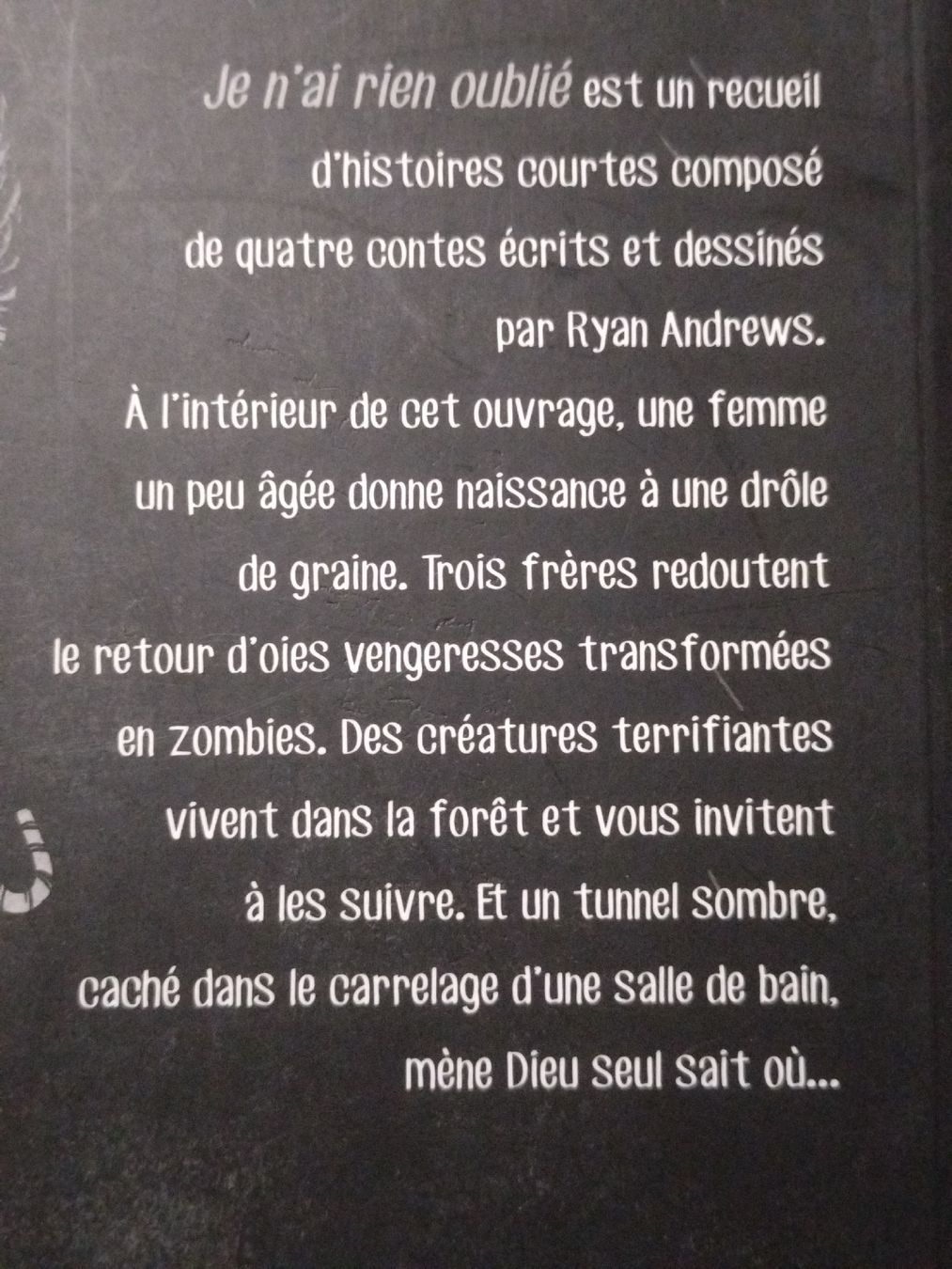 Comics: BD "Je n'ai rien oublié" Ryan Andrews, EO – Gebraucht aus Farvagny-le-Grand von LaCaverne 2