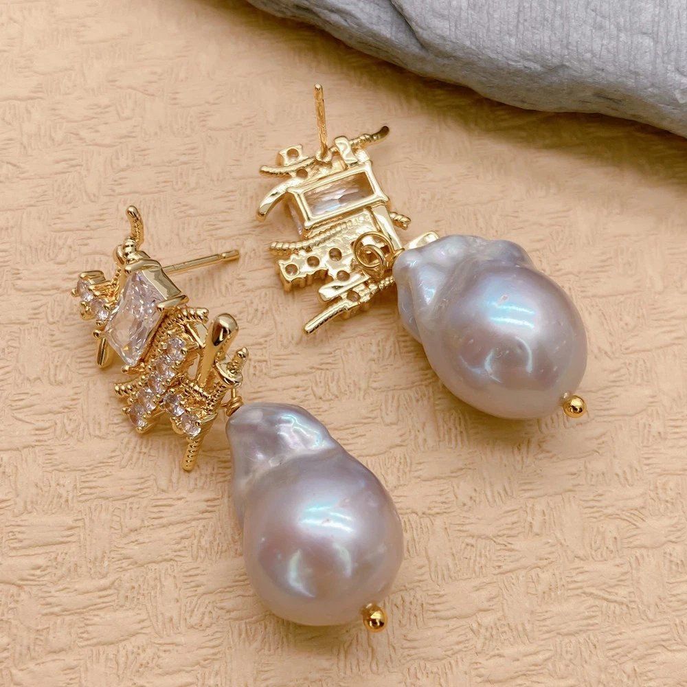 Orecchini pendenti & Orecchini a lobo: Grau Perlen Ohrstecker Echt Boucles Chandelier Perle grise – Nuovo (secondo la descrizione) da Prilly venduto da ilyria73 3
