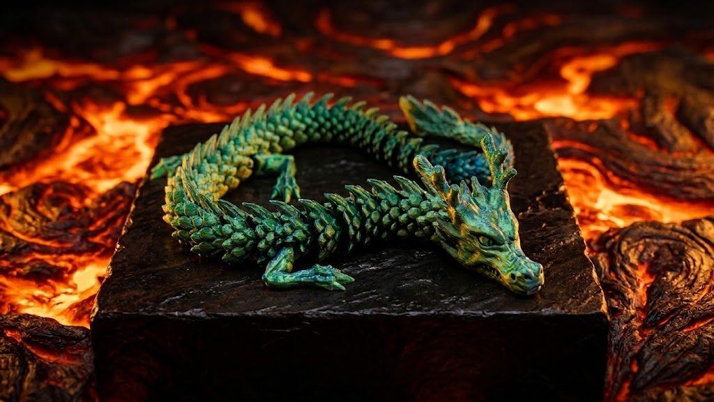 Figuren: Artikulierter Drache mit Geweih – Neu (gemäss Beschreibung) aus Staufen von El3D