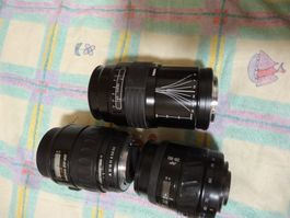 3 STK AF LENS--2 MINOLTA--1 PENTAX--ANTIK LENS-ALLE IM BILD