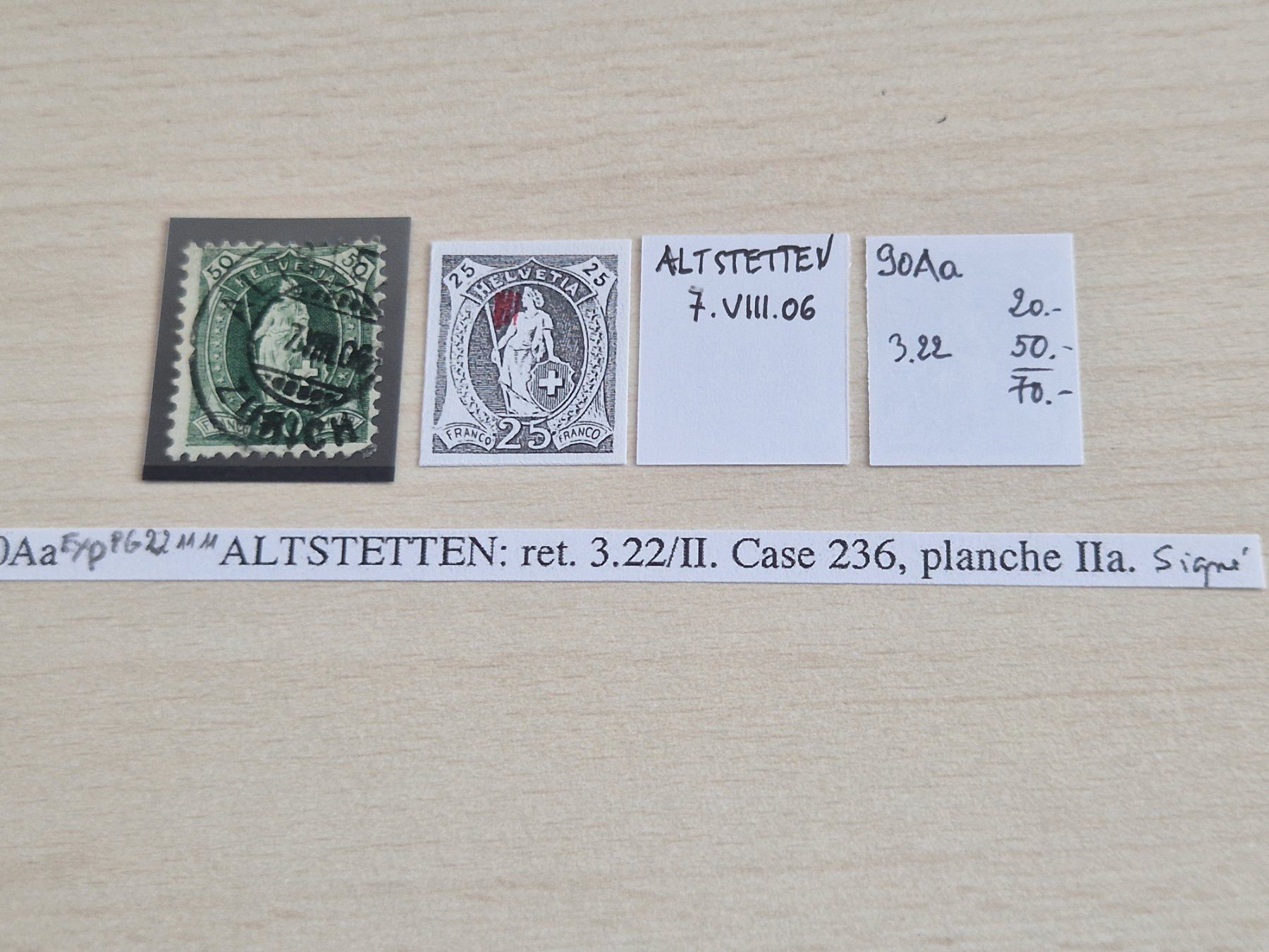 Alle Briefmarken: Stehende 90Aa.3.22/II, signiert, ab 1.- – Gebraucht aus Burgdorf von Glossy01